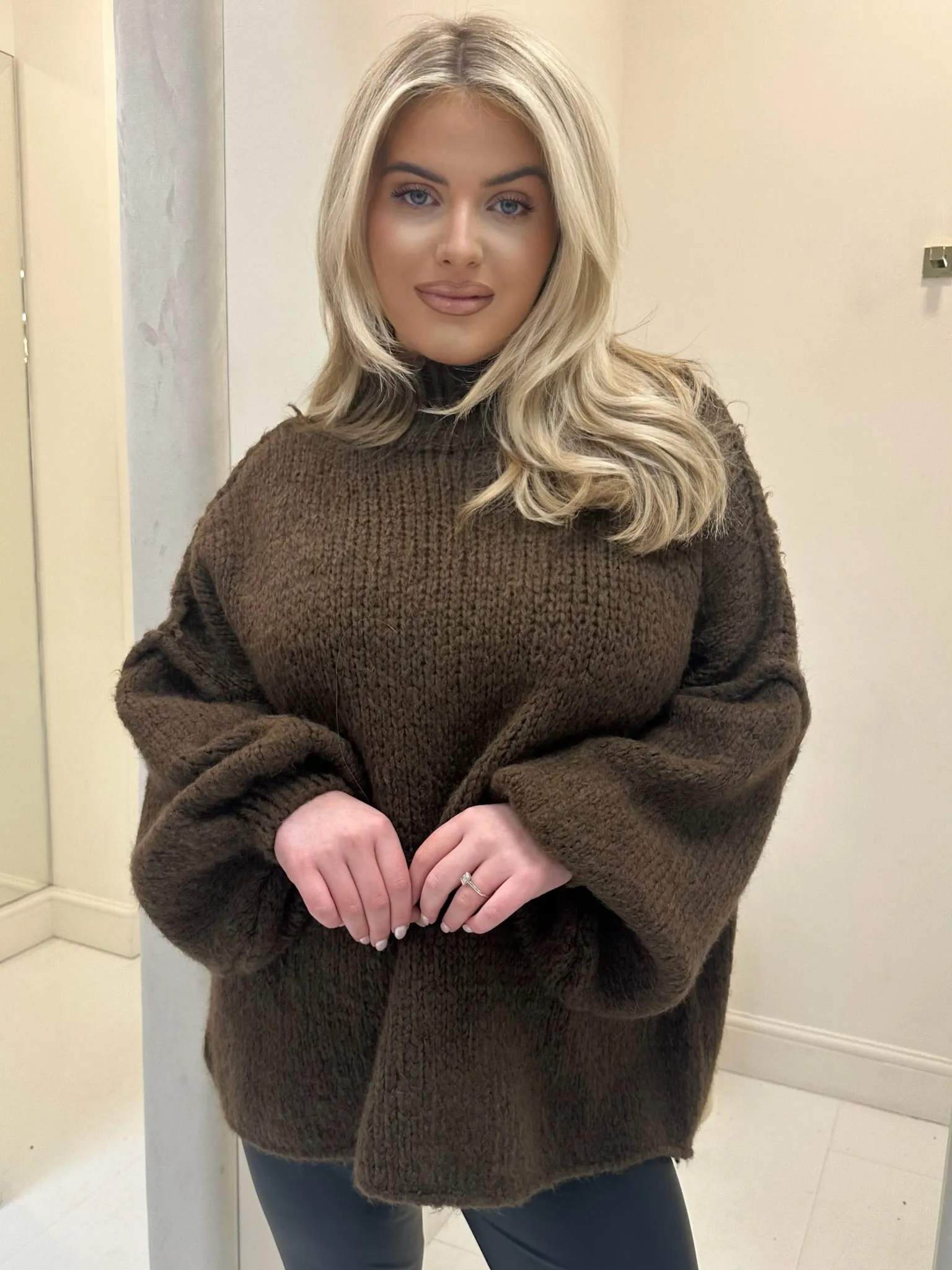 Ellis brown oversized knit jumper