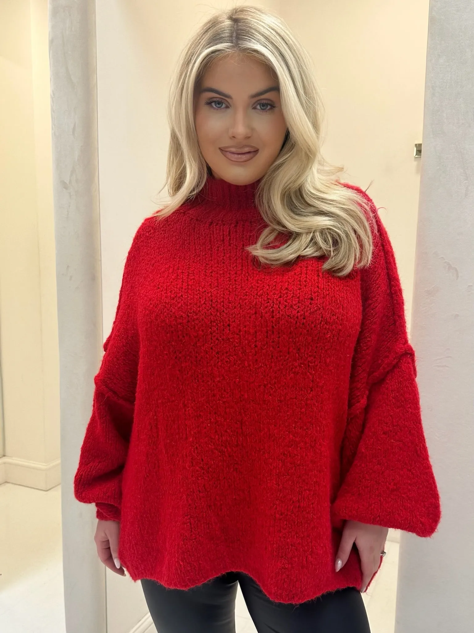 Ellis red oversized knit jumper