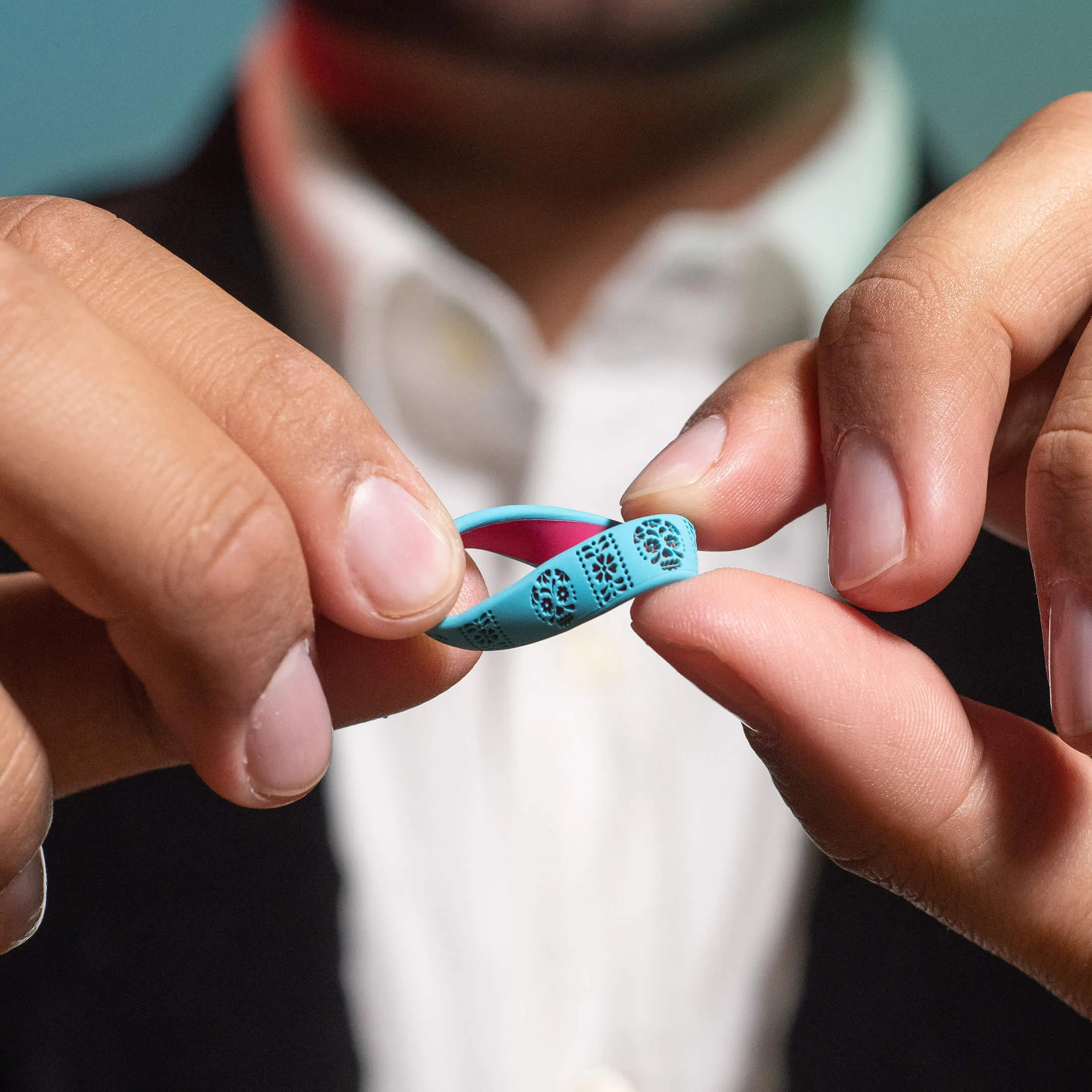 Etched Classic Silicone Ring - Azul Sugar Skull