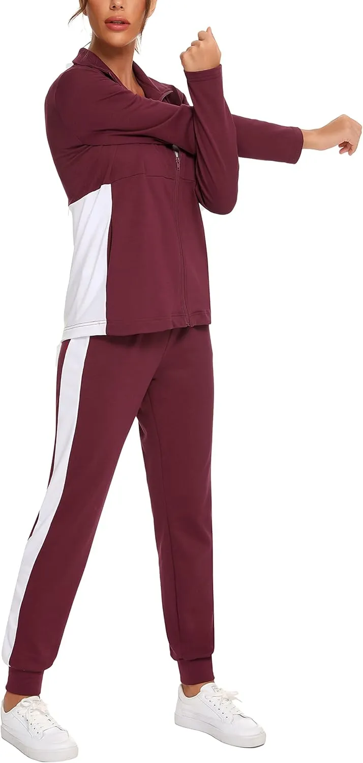 HALCYEEN Sweatsuits For Women Set 2 Piece Outfits For Women Jogging Suit Lounge Sweatshirt & Jogger Pants With Pockets