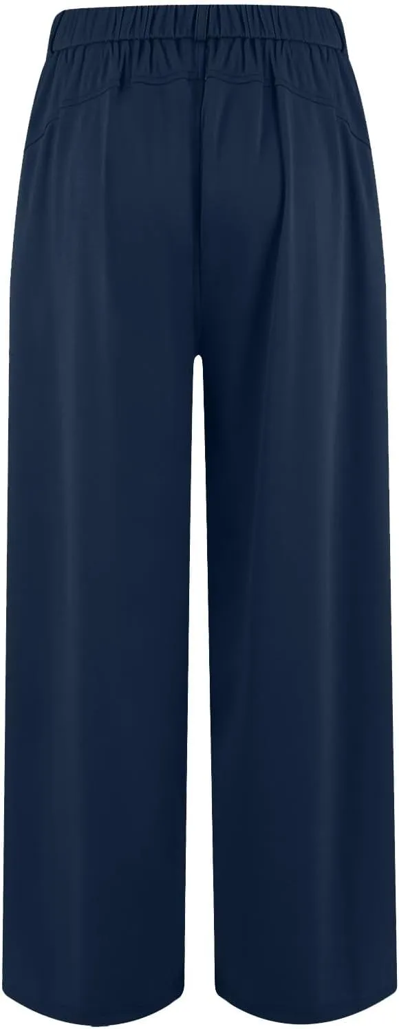 High Waisted Work Dress Pants Business Casual Outfits for Women Tees 2025 Office Flowy Trousers with Pockets