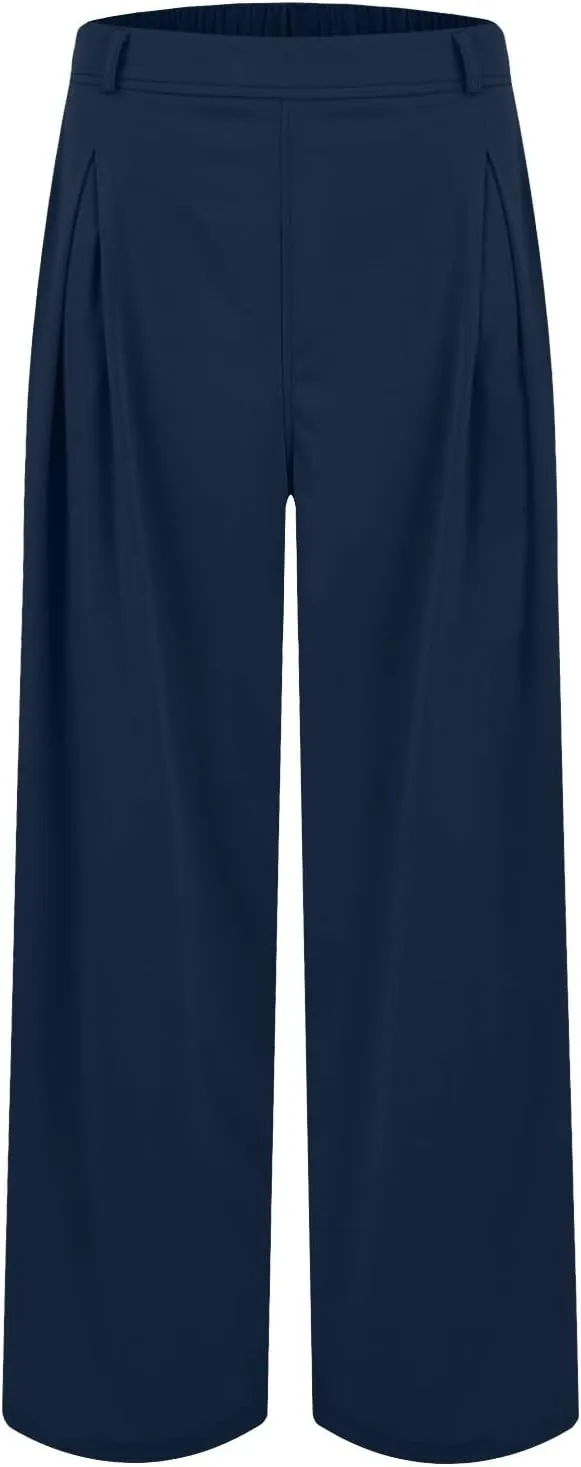 High Waisted Work Dress Pants Business Casual Outfits for Women Tees 2025 Office Flowy Trousers with Pockets