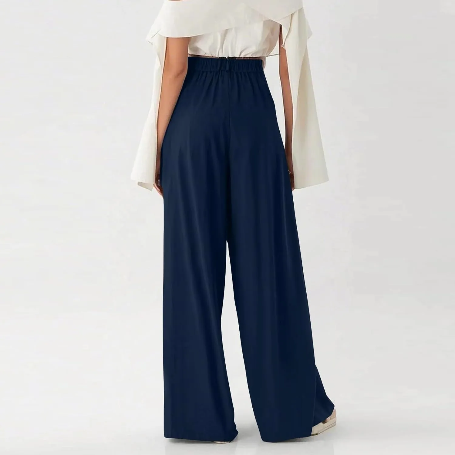High Waisted Work Dress Pants Business Casual Outfits for Women Tees 2025 Office Flowy Trousers with Pockets