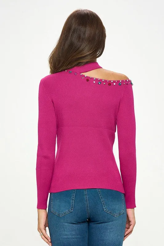 KNIT SWEATER WITH STONES
