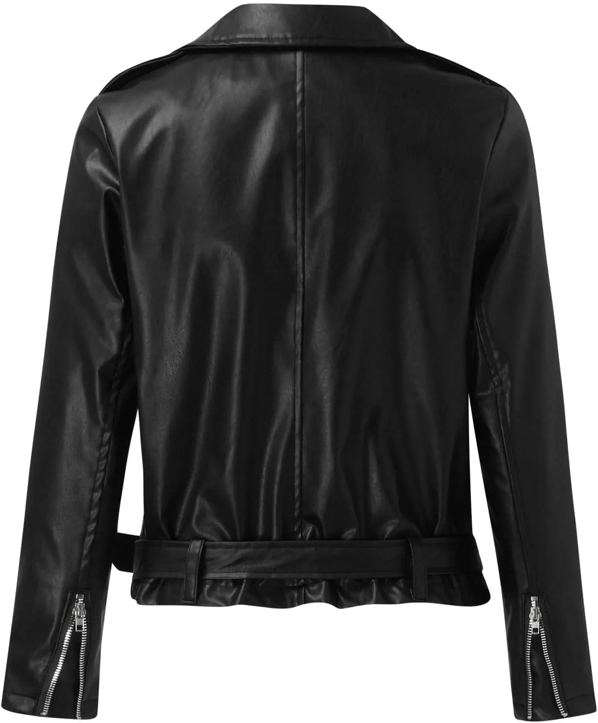 LCMTWX Womens Black Leather Jacket Tops Suit Collar Belt Stand Zip Motorcycle Coat Women's Coat Women'S Jackets Jacket