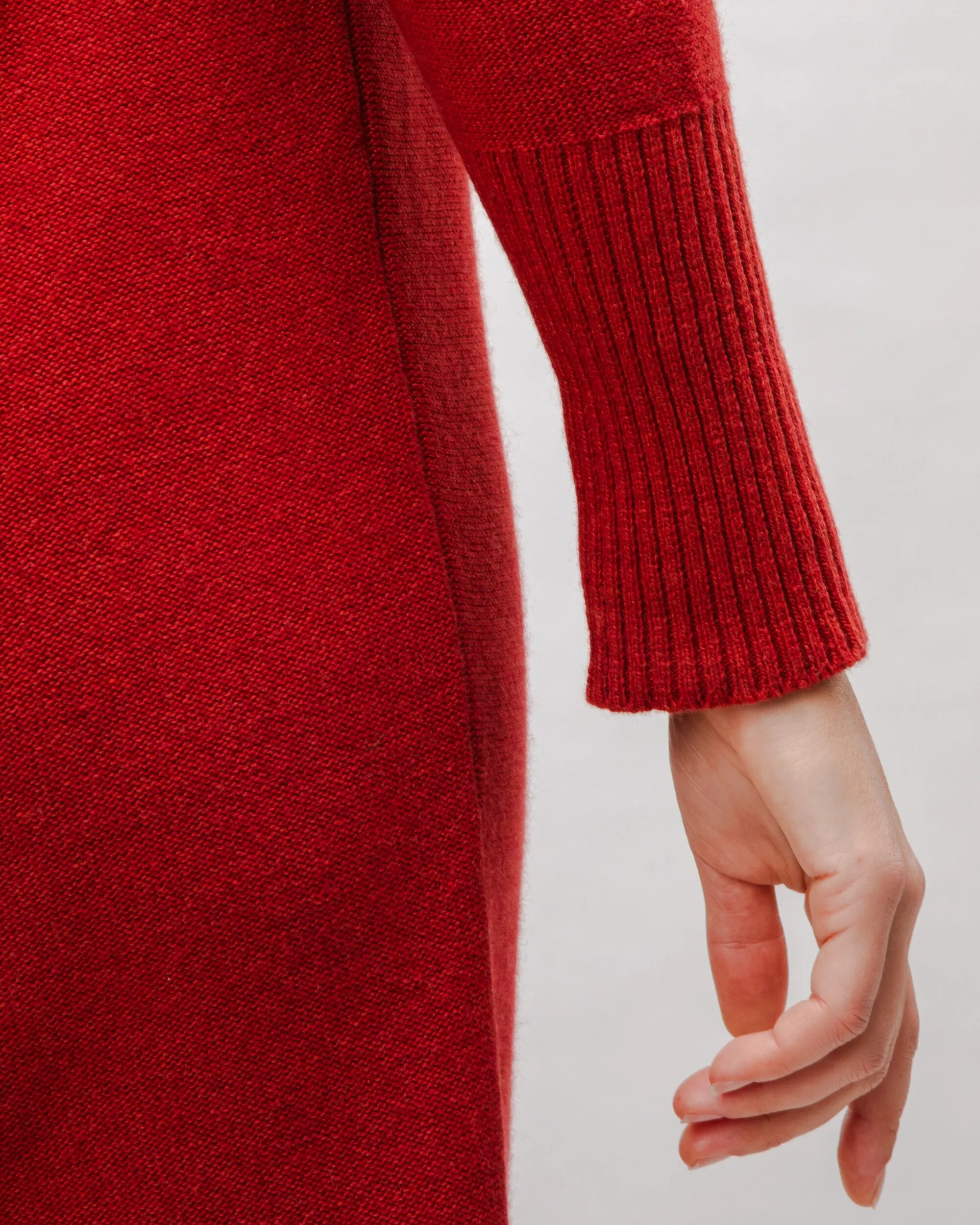 Long Knitted Wool Cashmere Dress Red Clay