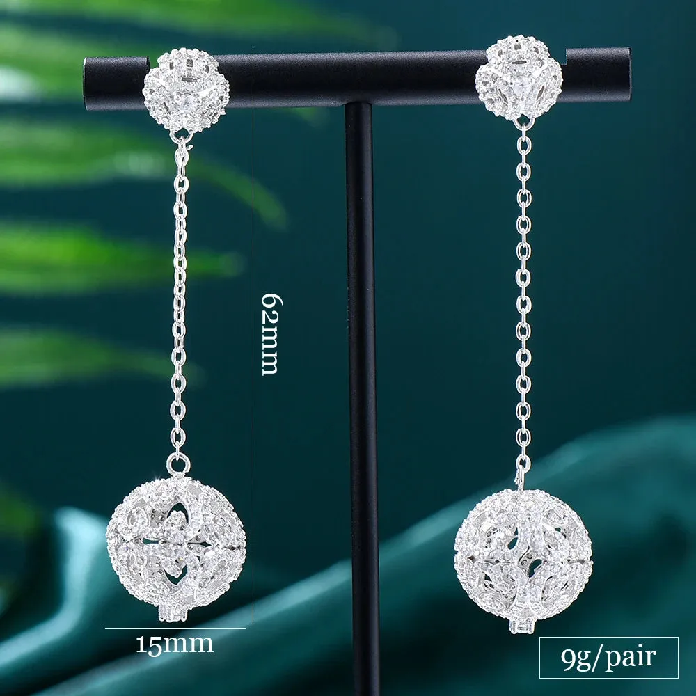 Luxury Ball Dangle Earrings For Gorgeous Fashion Women Bridal Earring