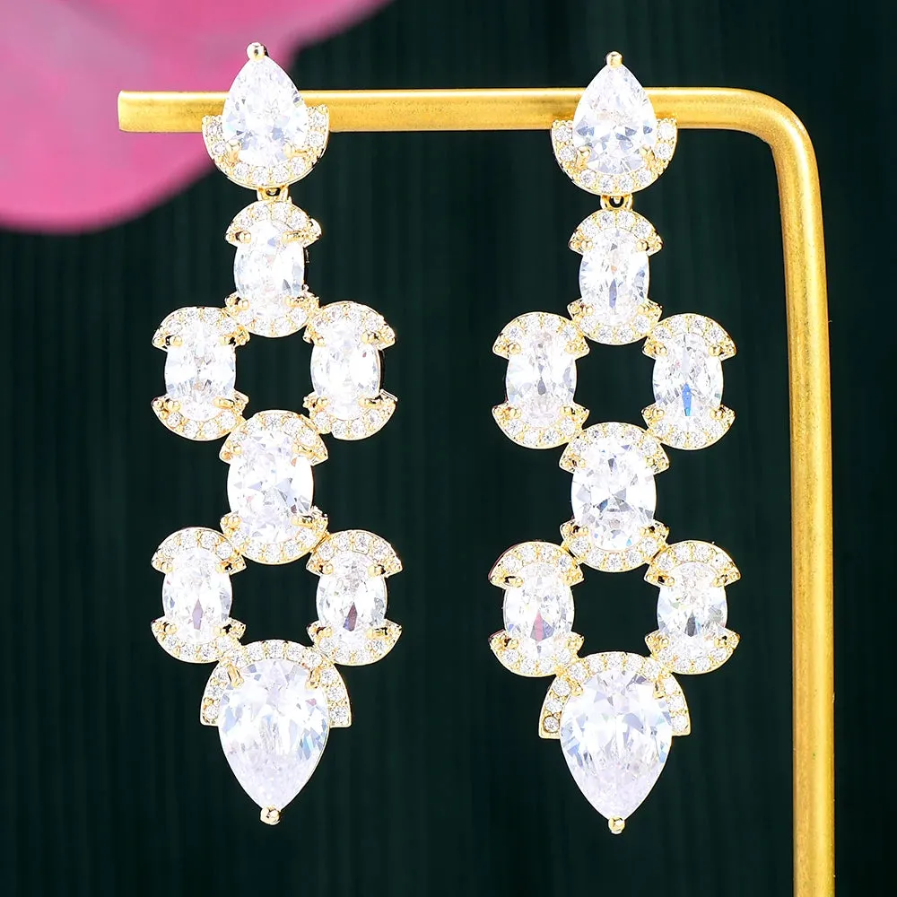 Luxury CZ BOHO Charm Blue Ball Drop Earrings For Women