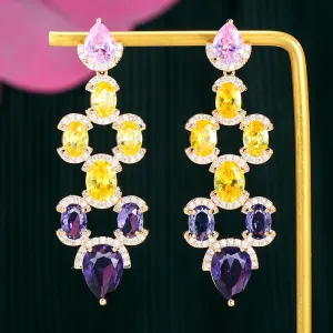 Luxury CZ BOHO Charm Blue Ball Drop Earrings For Women