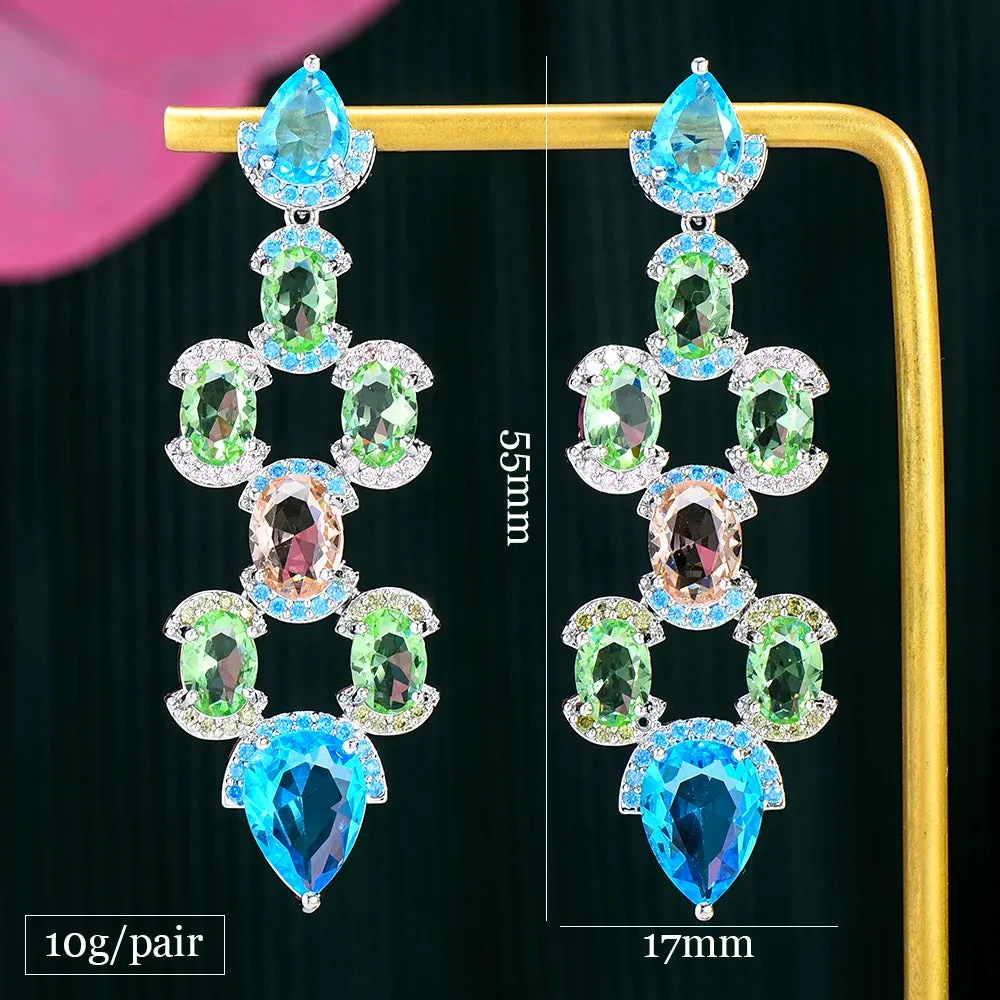 Luxury CZ BOHO Charm Blue Ball Drop Earrings For Women