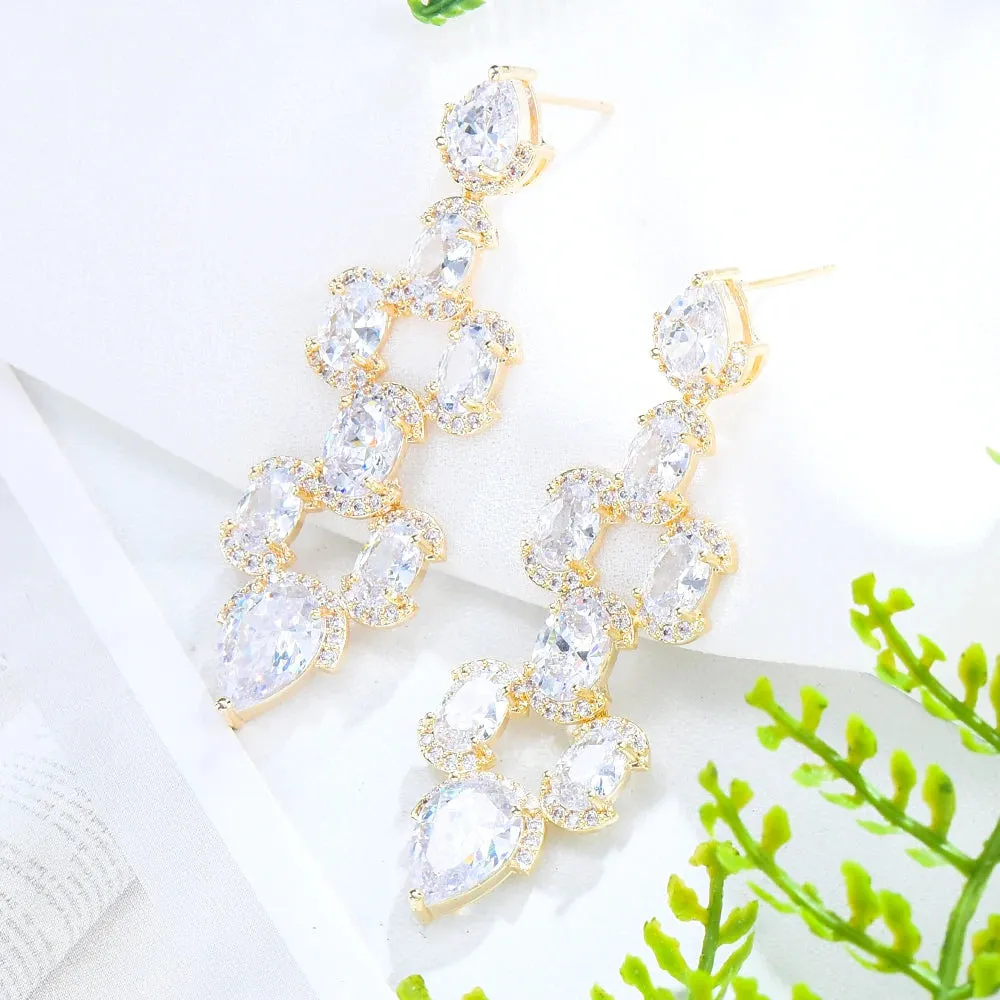 Luxury CZ BOHO Charm Blue Ball Drop Earrings For Women