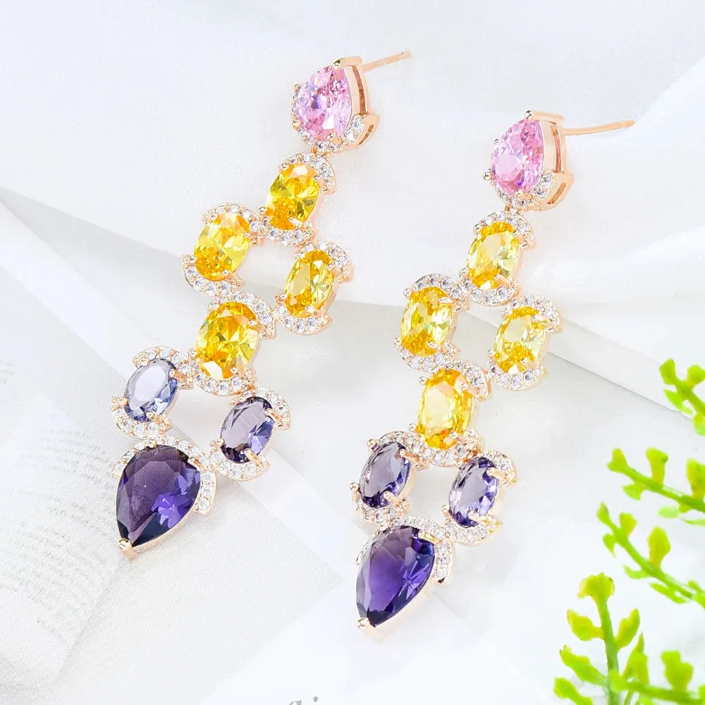 Luxury CZ BOHO Charm Blue Ball Drop Earrings For Women
