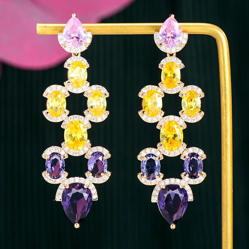 Luxury CZ BOHO Charm Blue Ball Drop Earrings For Women