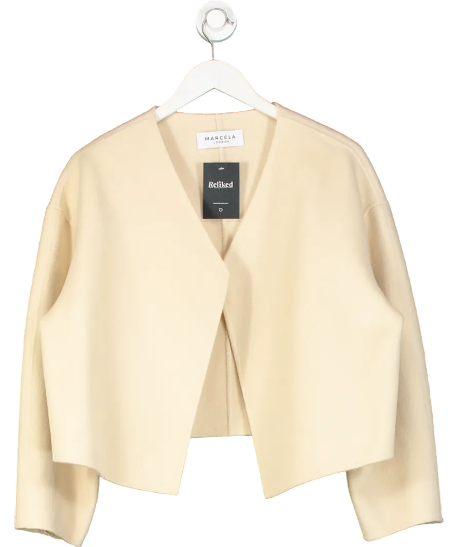 Marcela Cream Lana Cropped Wool Jacket UK S/M