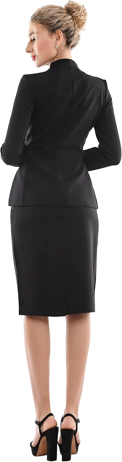 Marycrafts Women's Formal Office Business Work Jacket Skirt Suit Set