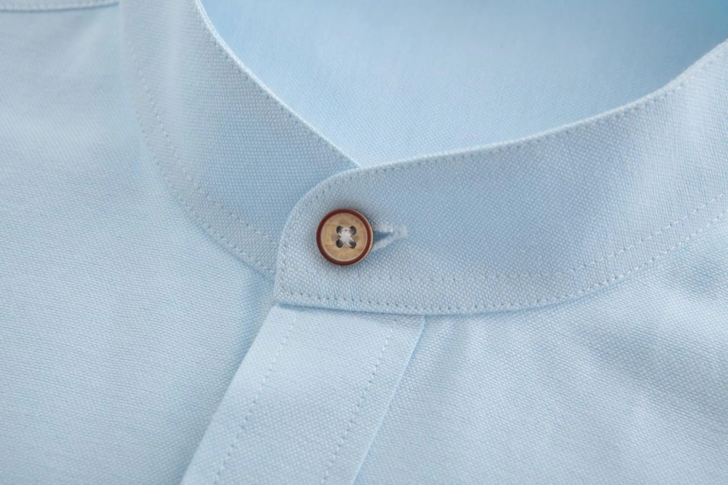 Men Banded Collar Shirts Oxford Mandarin Collar Shirts Camisa sin Cuello para Hombre