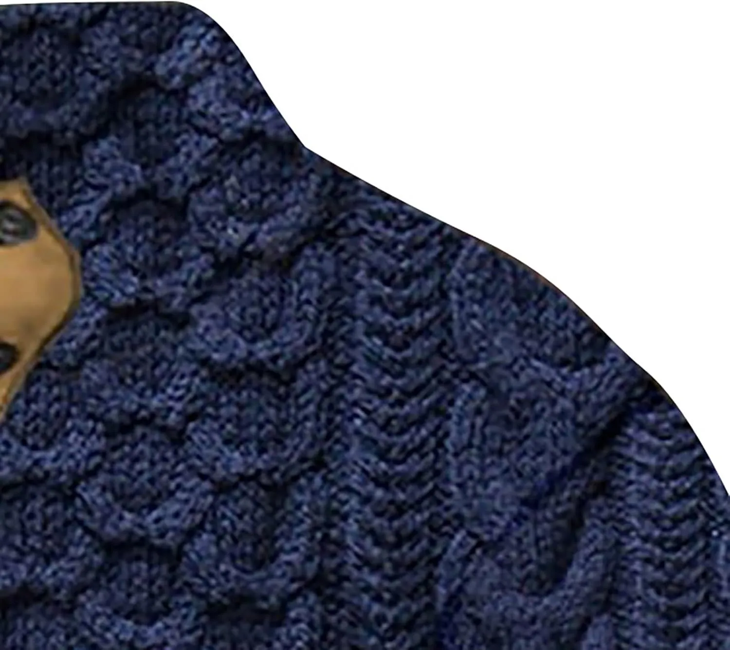 Men's Cable Knit Pullover Sweater Casual Long Sleeve Stand Collar Button Up Knitted Hen ley Pullover