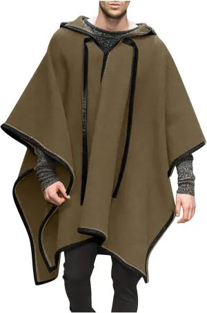Men's Oversized Batwing Sleeves Hooded Poncho Cape Cloak Fashion Hoodie Coat Casual Solid Pullover Fall Winter Outfits 2024