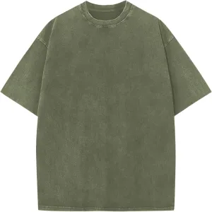 Men's Oversized T-Shirts Vintage Washed T Shirt Basic Tee Tops Unisex Short Sleeve Shirt Acid Washed T Shirt