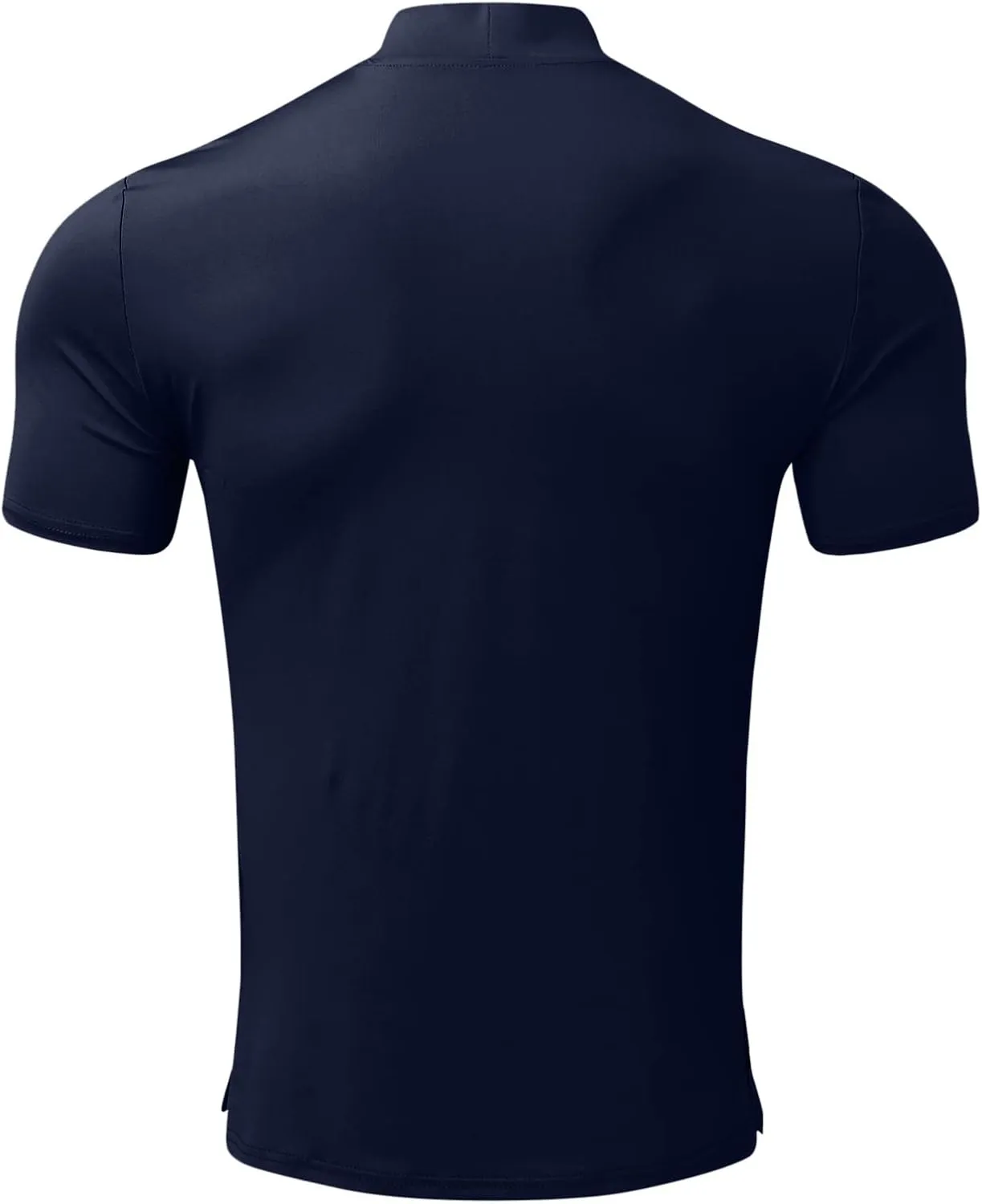 Men's Summer Mock Turtleneck T Shirt Solid High Collar Short Sleeve Tops Basic Slim Undershirt Tees