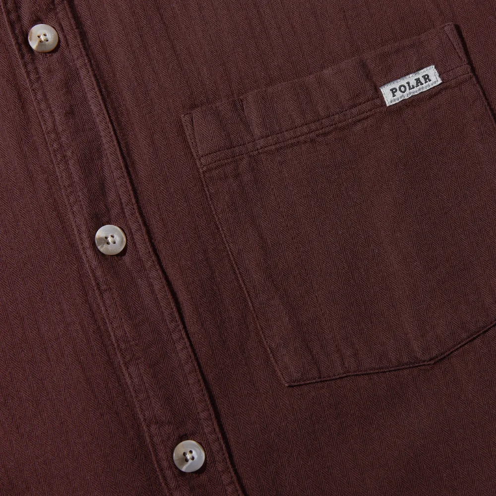 Mitchell Herringbone LS Shirt Wine