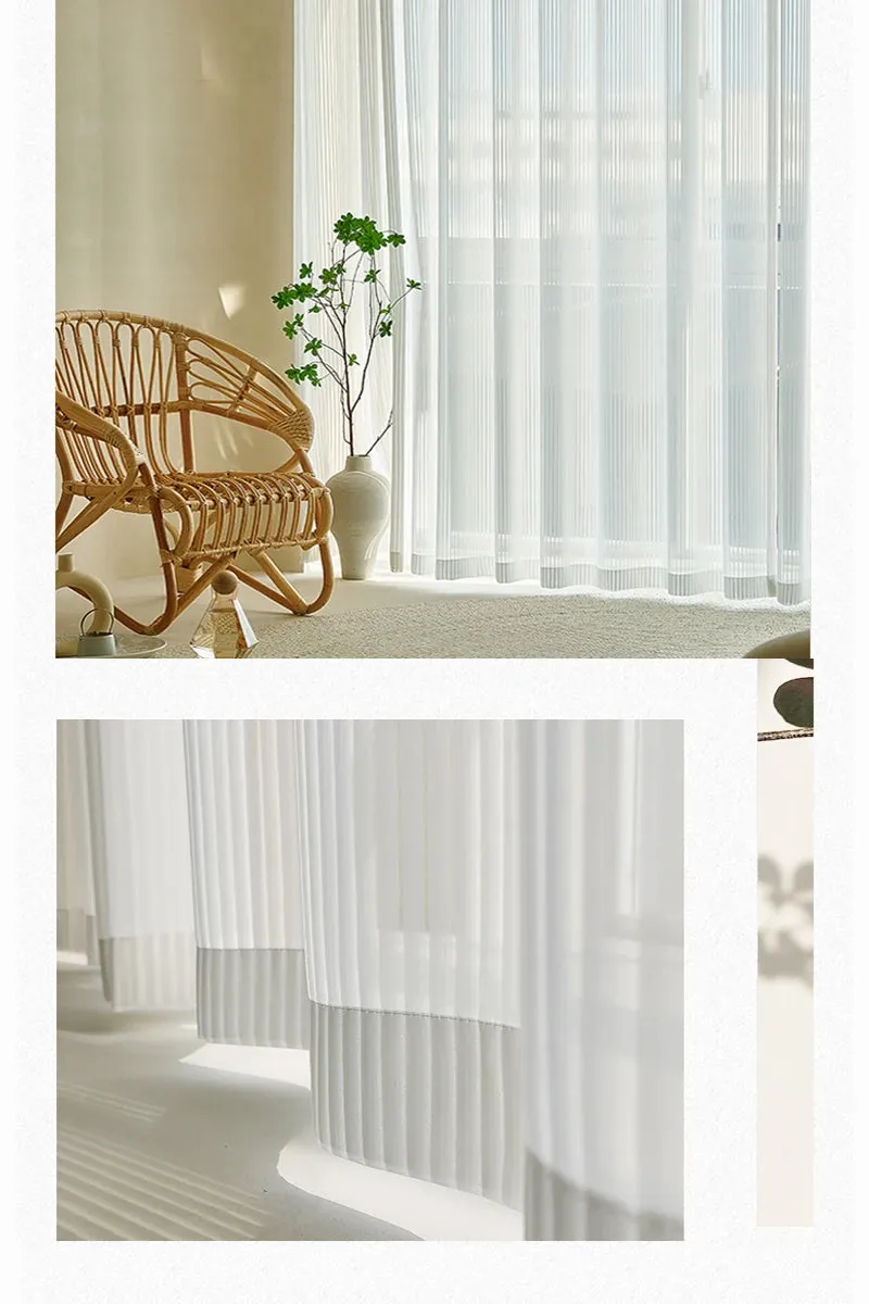 Modern Transparent White Tulle Curtains for Living Room Striped Vertical Veil Window Sheer Curtains for Bedroom Organza Voile