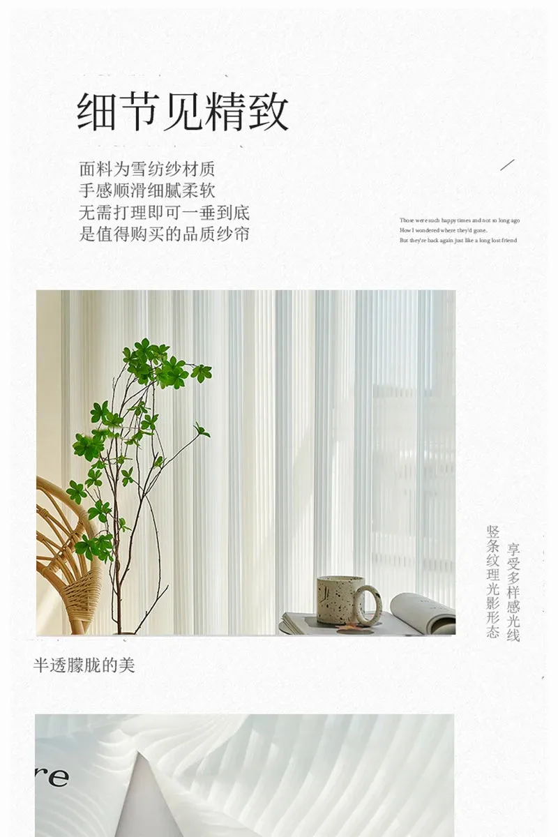 Modern Transparent White Tulle Curtains for Living Room Striped Vertical Veil Window Sheer Curtains for Bedroom Organza Voile