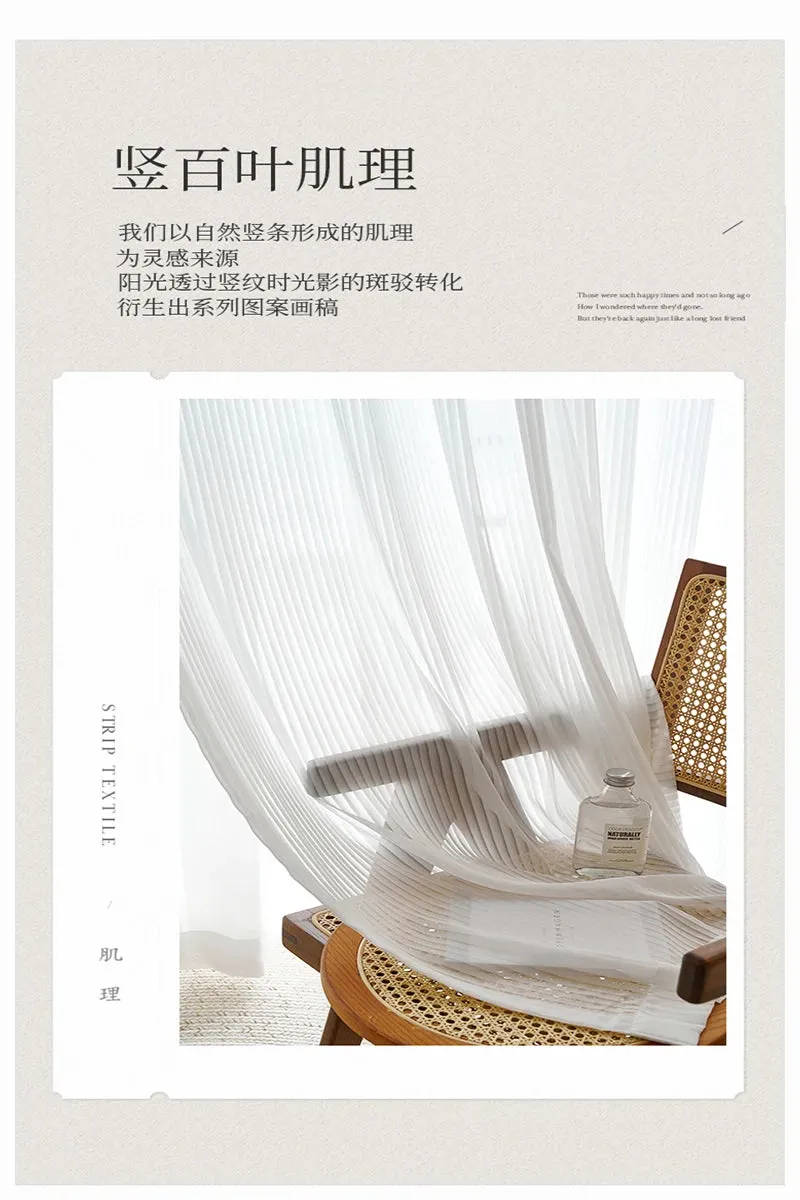Modern Transparent White Tulle Curtains for Living Room Striped Vertical Veil Window Sheer Curtains for Bedroom Organza Voile