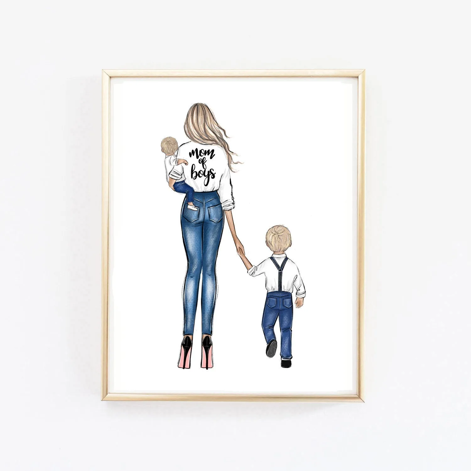 Mom of boys art print fashion Illustration