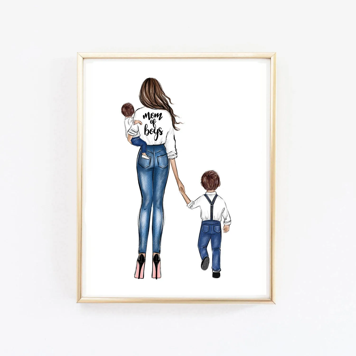 Mom of boys art print fashion Illustration