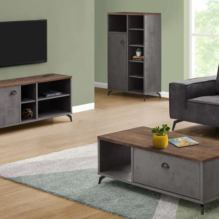 Monarch Specialties I 2830 | Meuble TV - 48" - Imitation bois - Brun moyen - Imitation de béton gris