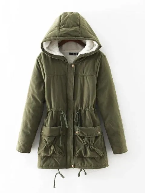 Nueva Campera Chaqueta Abrigo Acolchada con Capucha Larga Gruesa Nieve Invierno Dama Mujer Señora