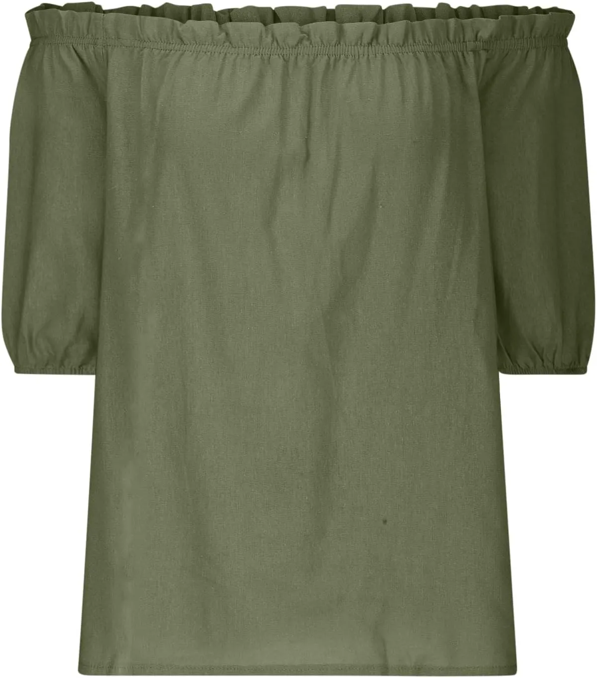 Off Shoulder Tops for Women Trendy Cotton Linen Oversized Tops Elastic Ruffle Trim Shirts Summer Loose Fit Blouse Top