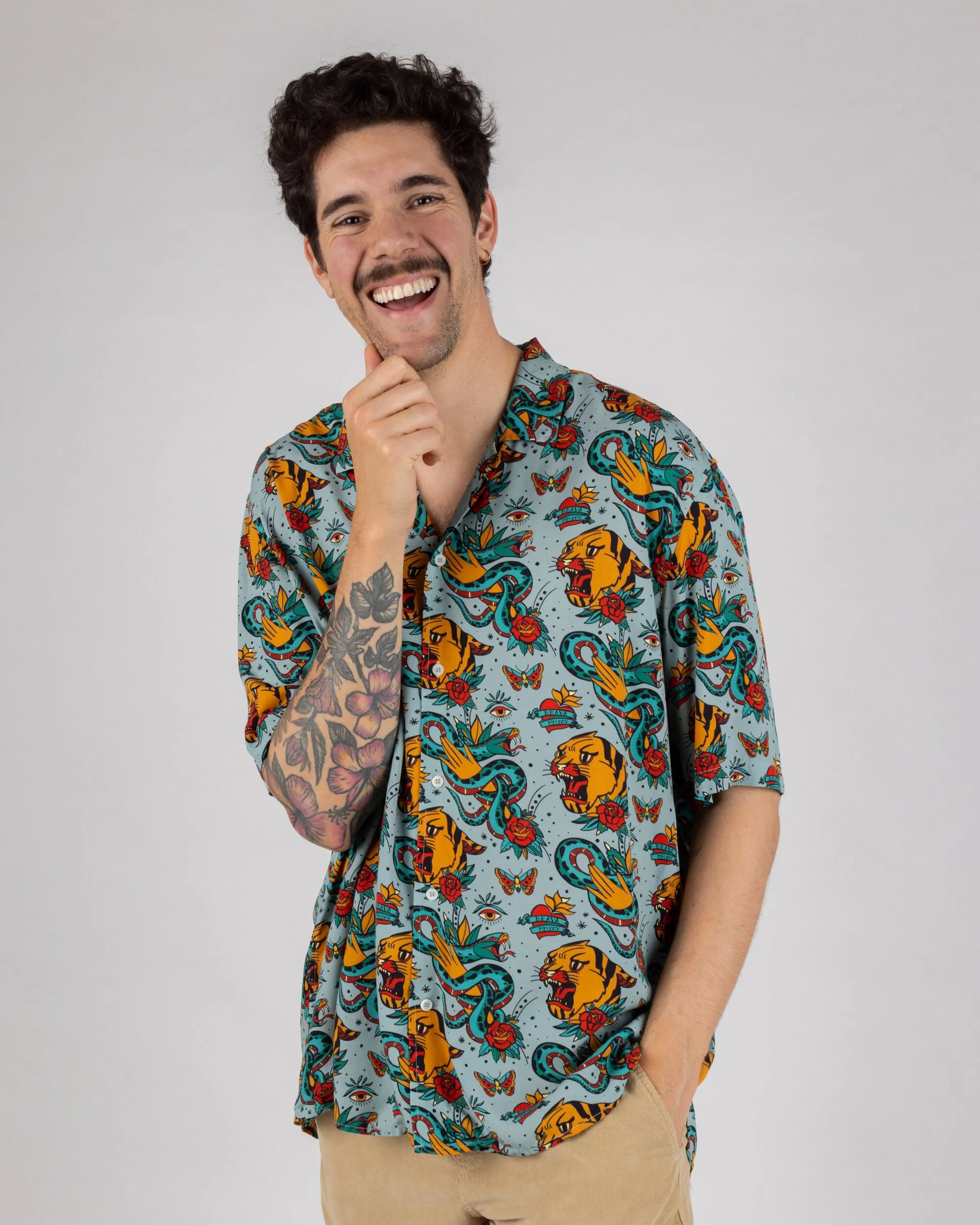 Old School Tattoo Aloha Shirt Mist