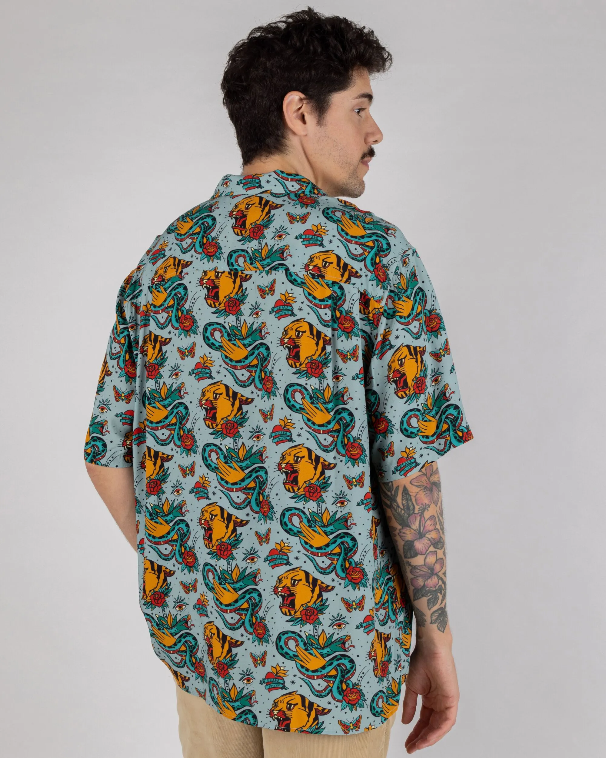 Old School Tattoo Aloha Shirt Mist