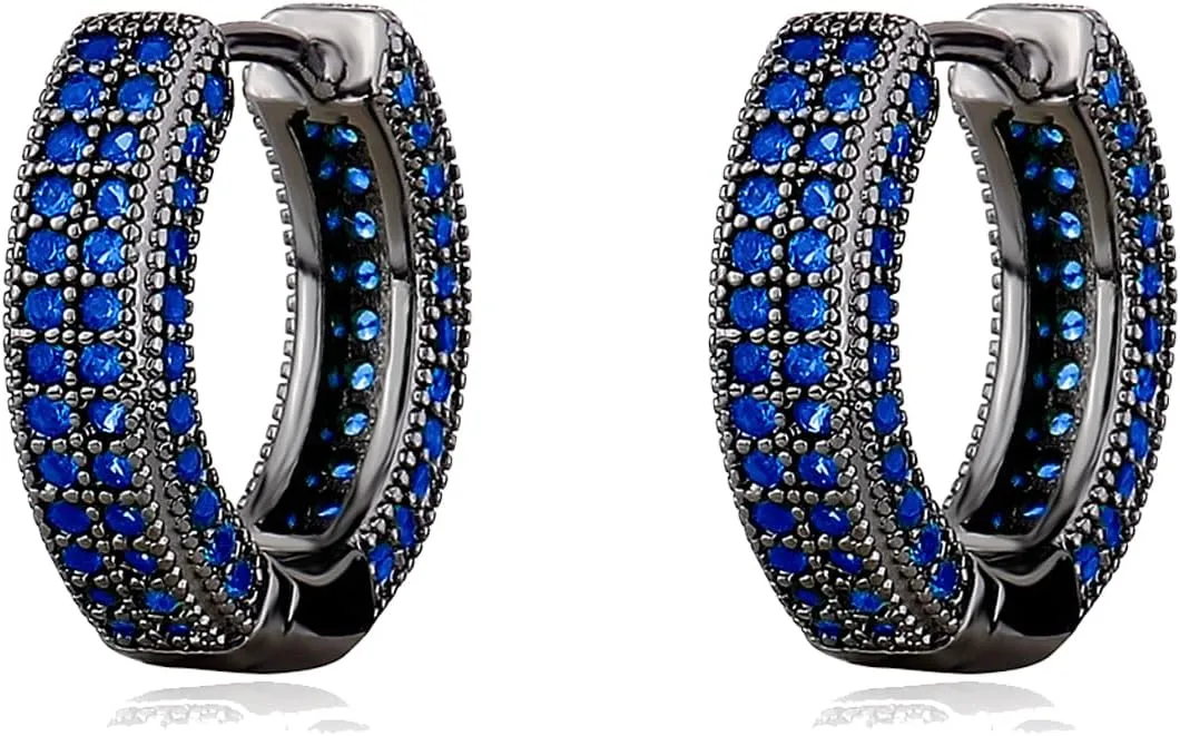 OYOGAAA Black Hoop Earrings For Men - Colorful Cubic Zirconia Red Green Daimond Cartilage Earrings Fashion Trendy Women Mens Hoop Huggie Aretes Negros Para Hombre