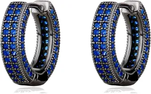 OYOGAAA Black Hoop Earrings For Men - Colorful Cubic Zirconia Red Green Daimond Cartilage Earrings Fashion Trendy Women Mens Hoop Huggie Aretes Negros Para Hombre
