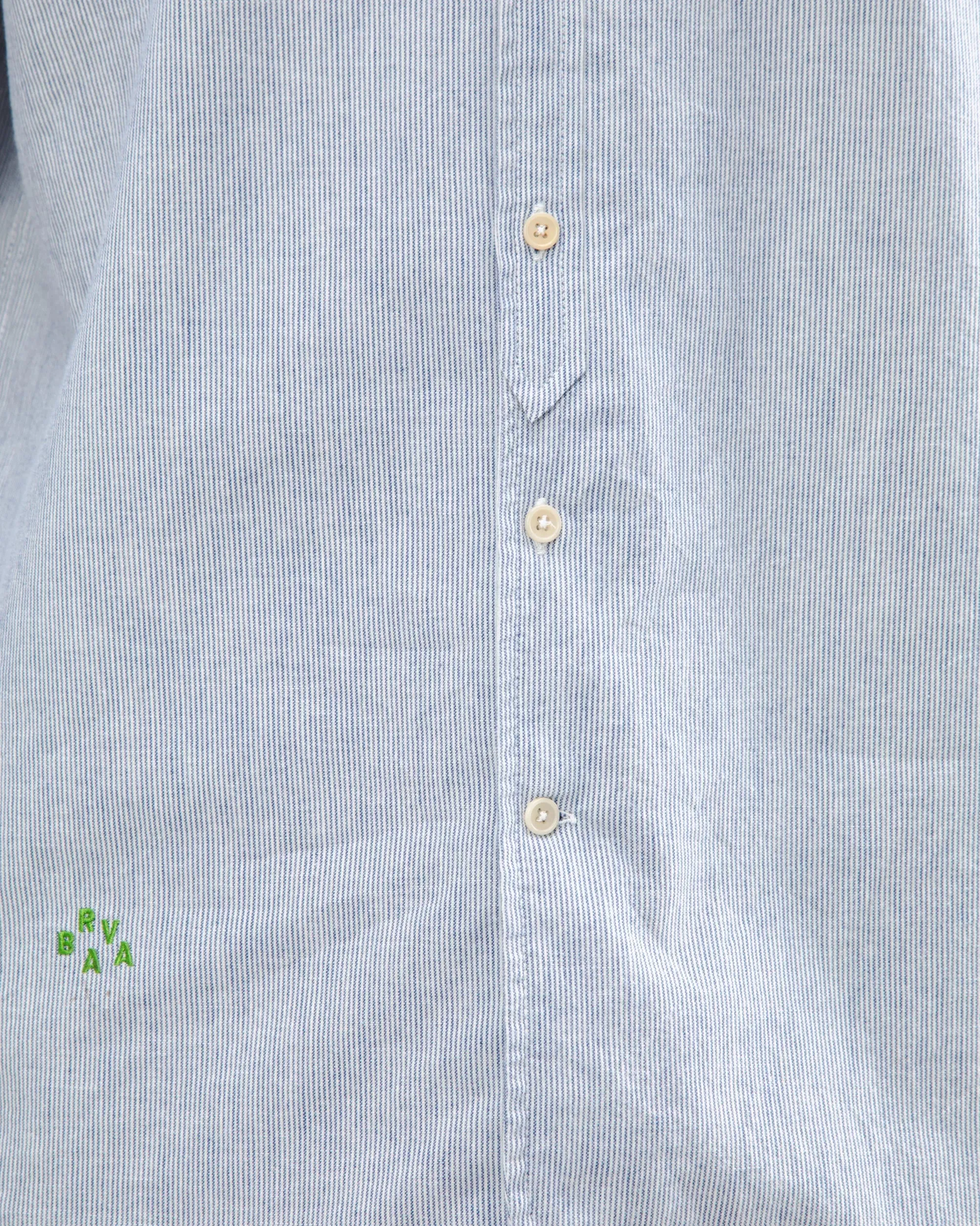 Pinstripe Japanese Mao Cotton Shirt Navy