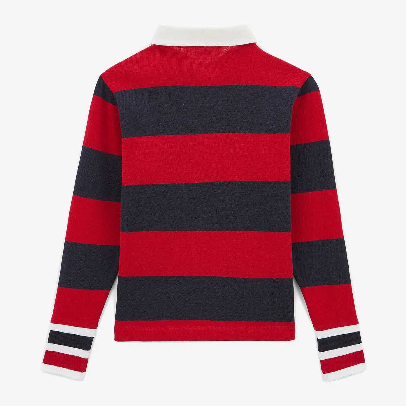 Polo rugby Junior rayé bleu foncé en coton