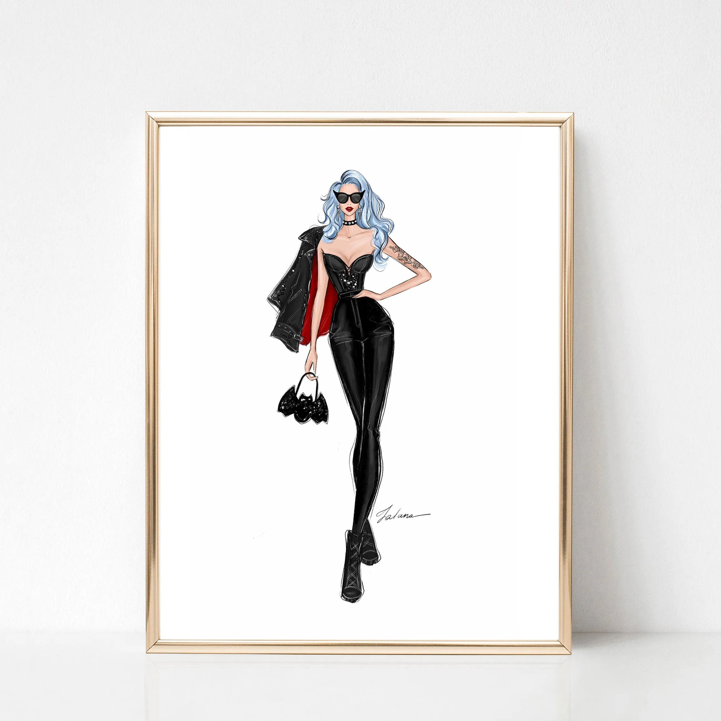 Rock girl fashionista outfit fashion illustration art print