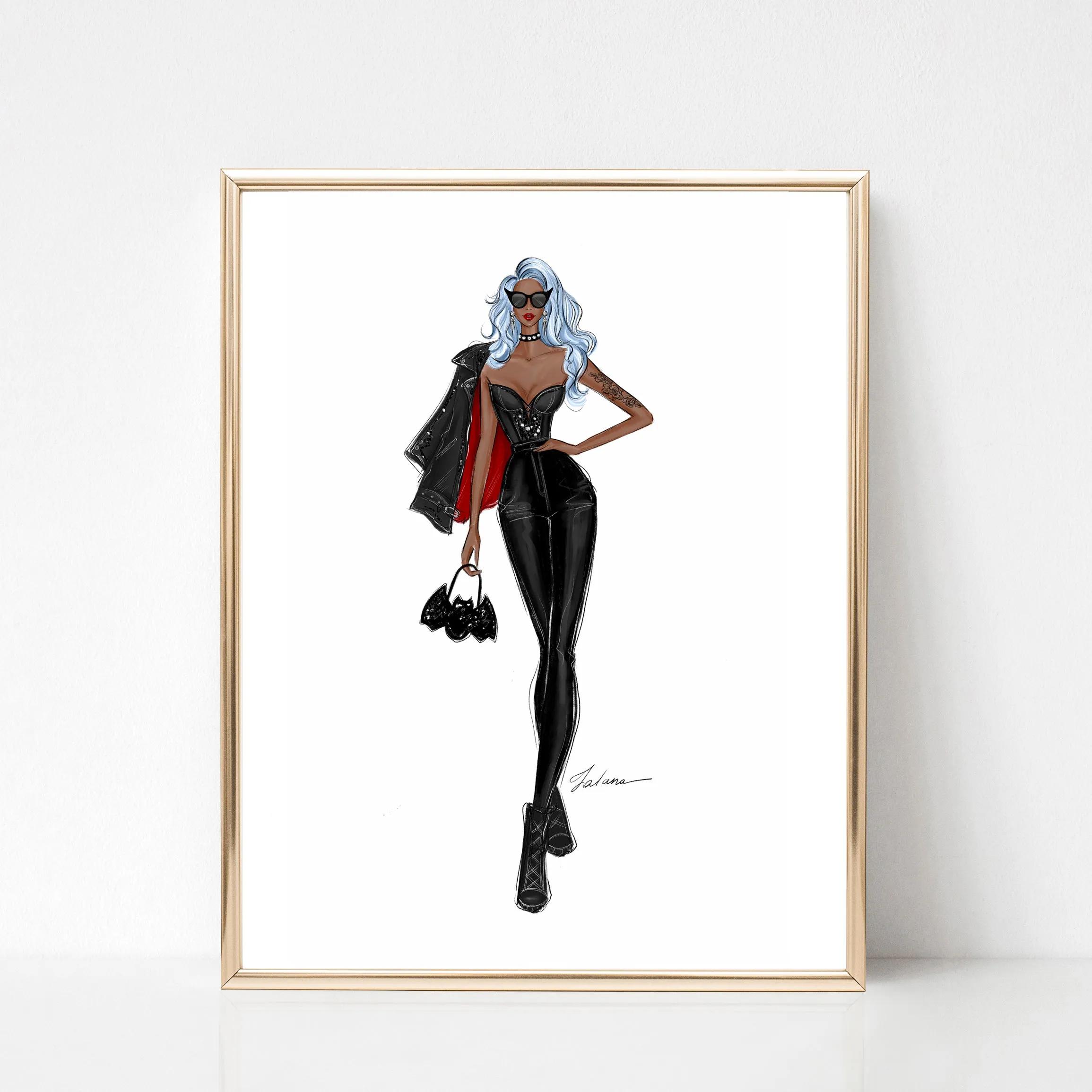 Rock girl fashionista outfit fashion illustration art print