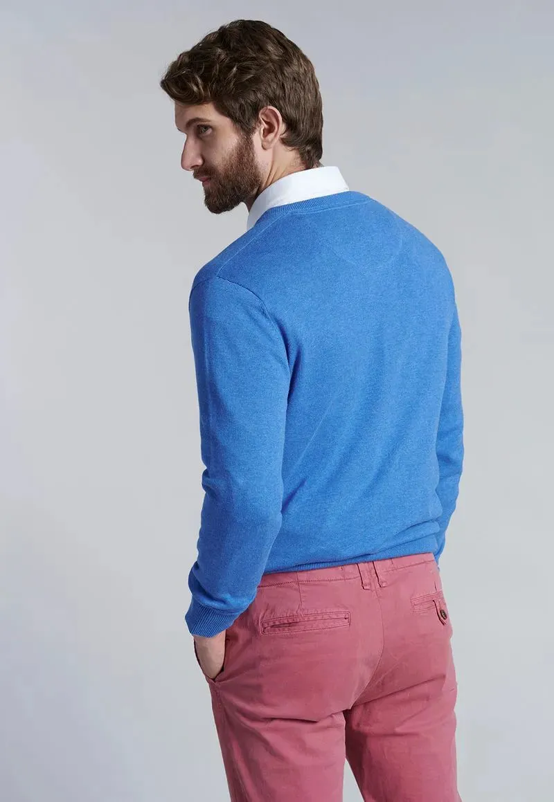 Sweater Hombre V Neck Melange F Sky