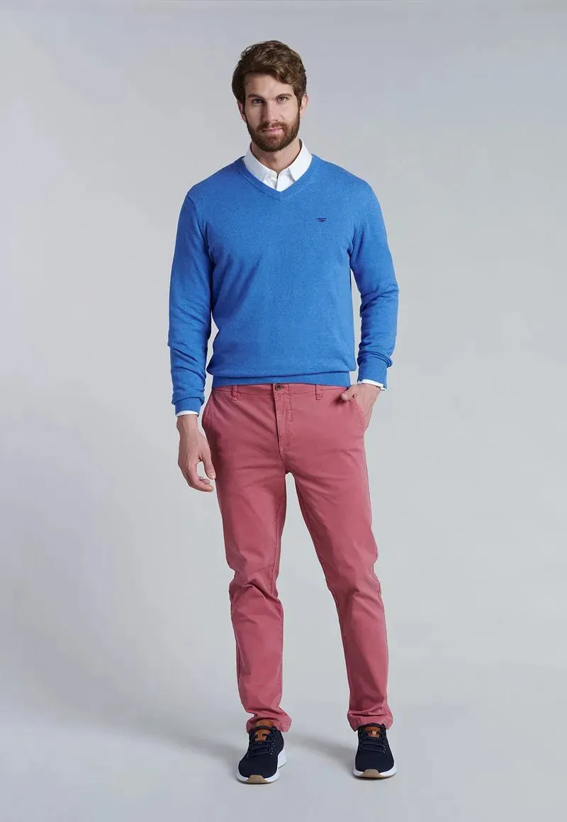 Sweater Hombre V Neck Melange F Sky