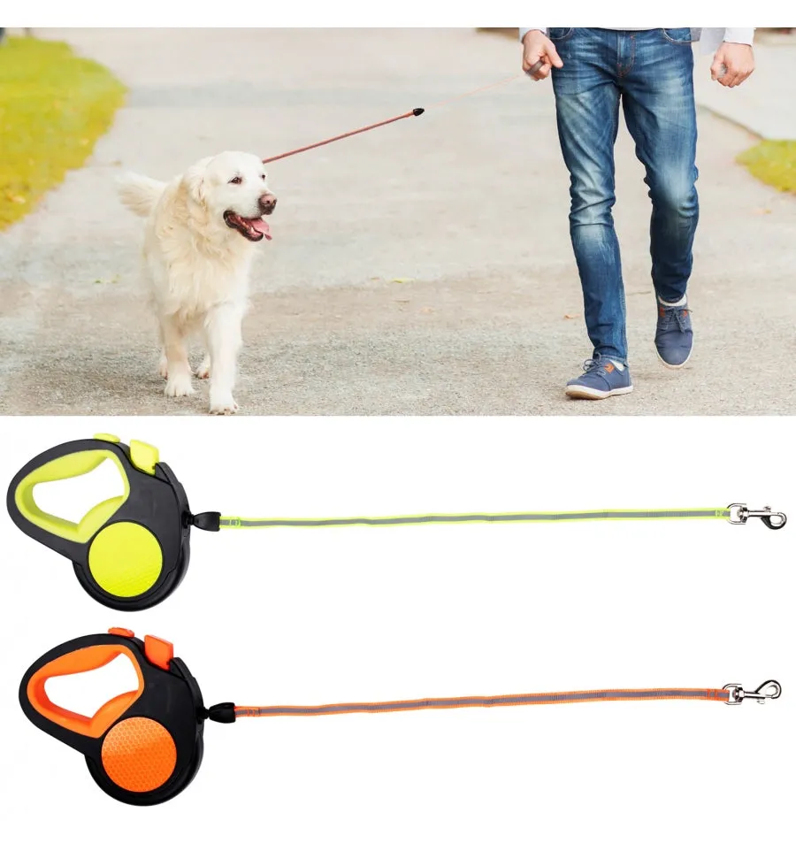Tratamiento para mascotas ED-41678: Correa retráctil para perros que brilla en la oscuridad - 5M Naranja