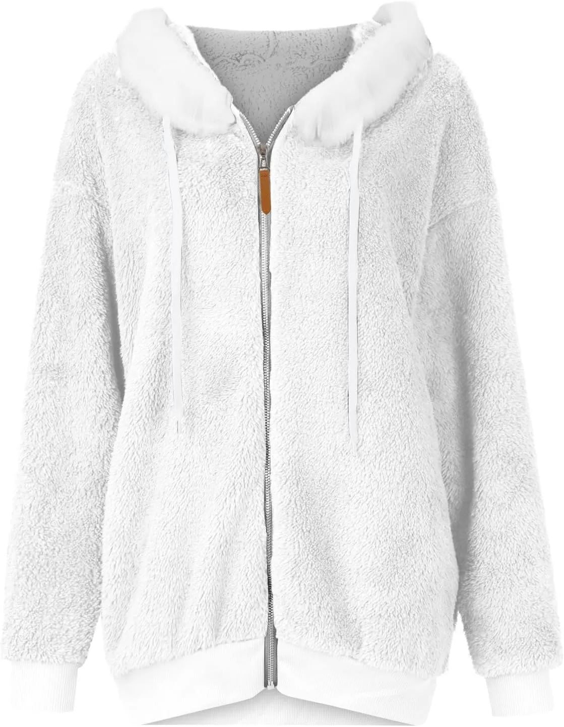 Winter Coats For Women,Women Fleece Hooded Jacket Warm Fuzzy Fluffy Sherpa Jacket Two Pockets Coat Outwear