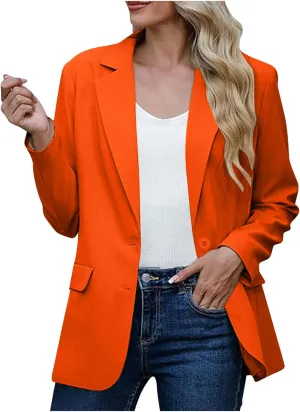 Women Business Casual Blazer with Lined,Professional Work Suit Jacket with Pockets??Long Sleeve Button Open Front