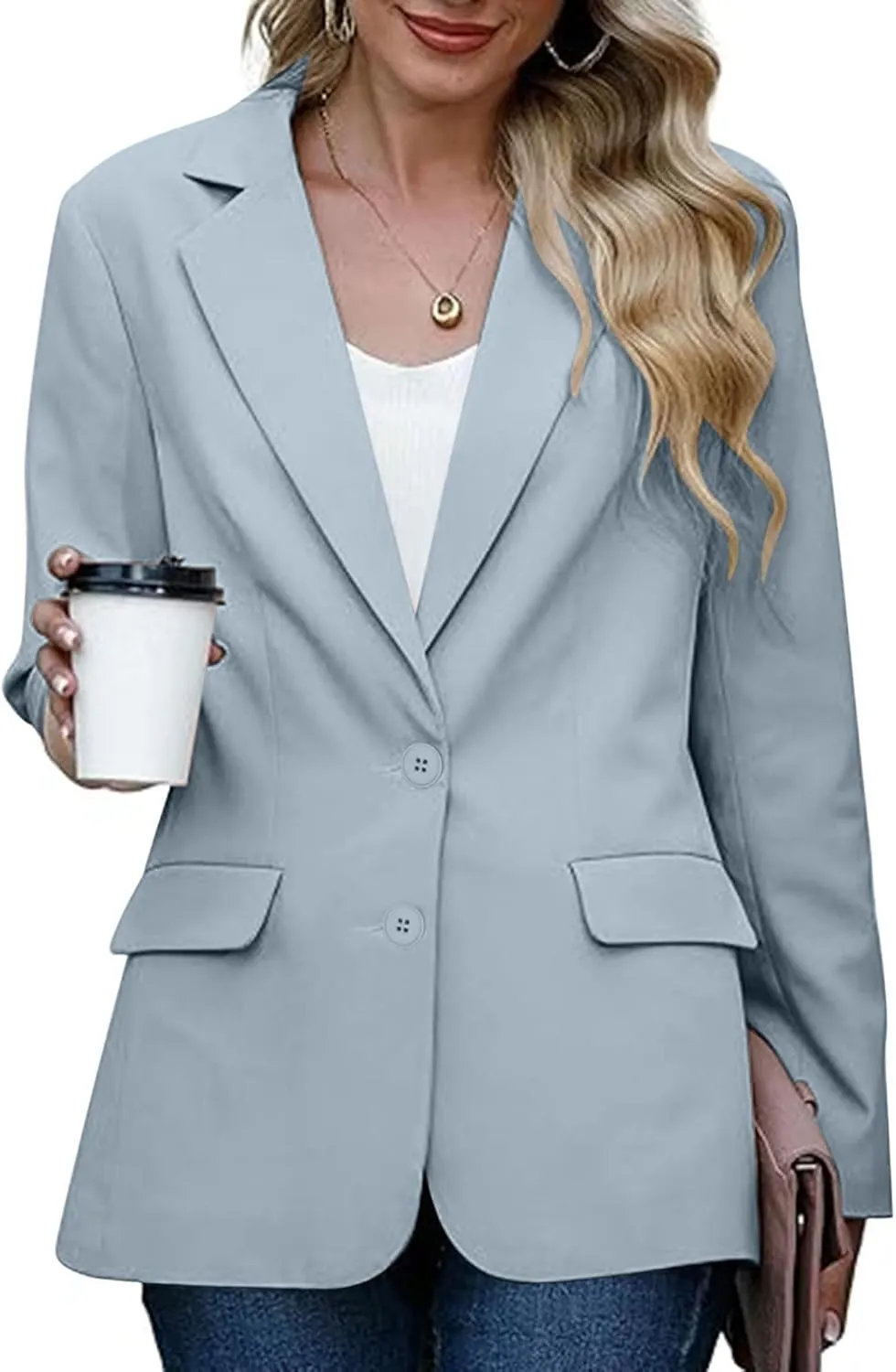 Women Business Casual Blazer with Lined,Professional Work Suit Jacket with Pockets??Long Sleeve Button Open Front