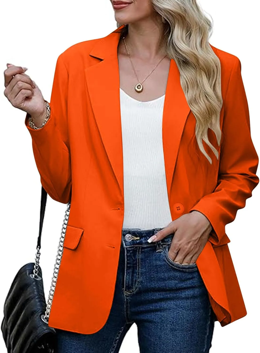 Women Business Casual Blazer with Lined,Professional Work Suit Jacket with Pockets??Long Sleeve Button Open Front