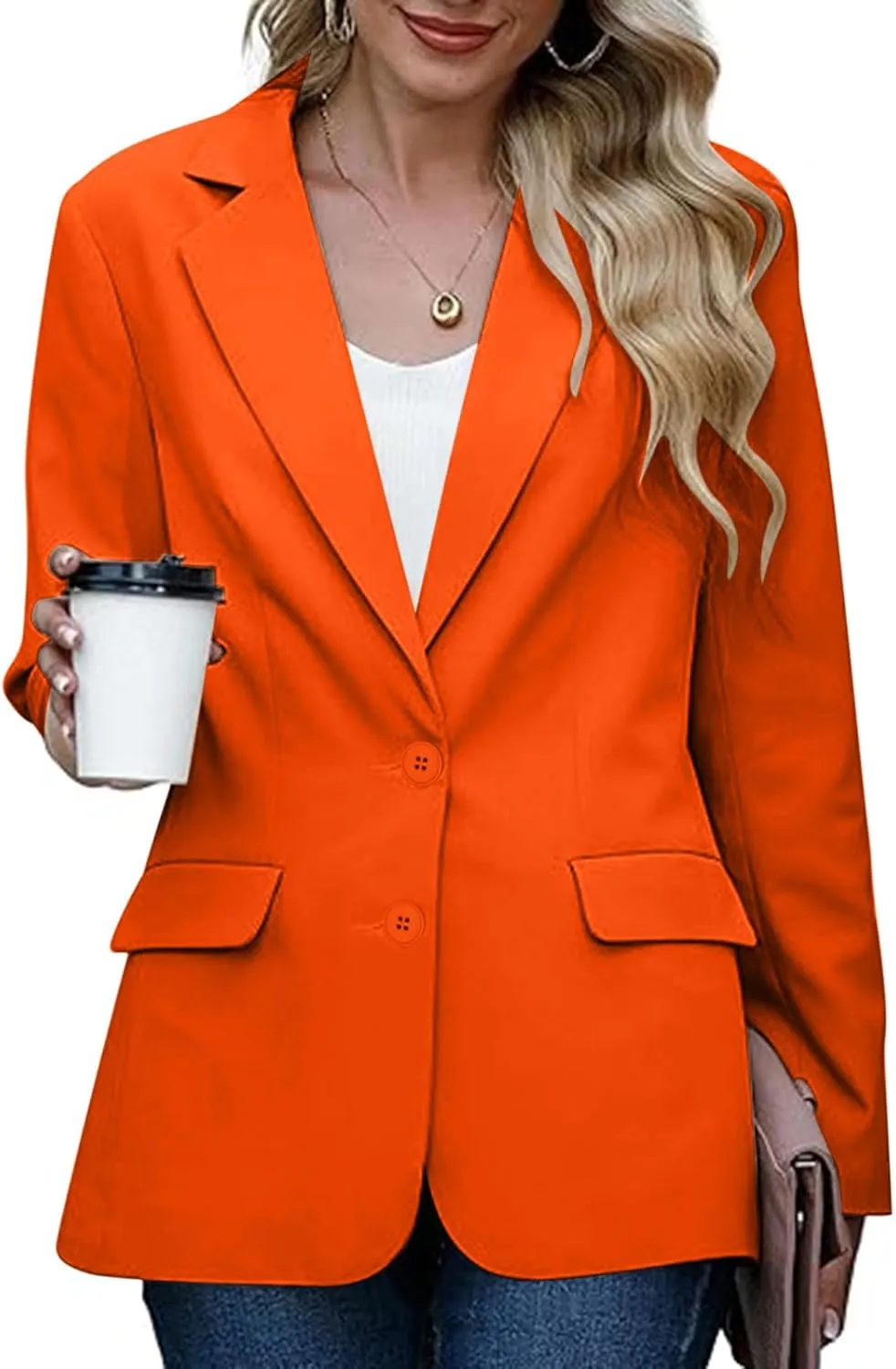 Women Business Casual Blazer with Lined,Professional Work Suit Jacket with Pockets??Long Sleeve Button Open Front