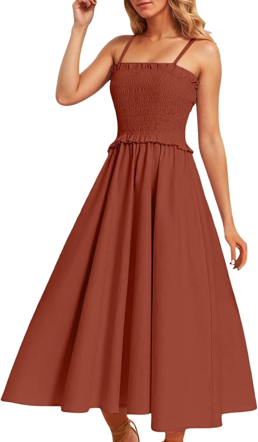 Women's Elegant French Style Casual Dress Fairy Waist Slimming Long Suspender Skirt Comfortable Flowy Summer
